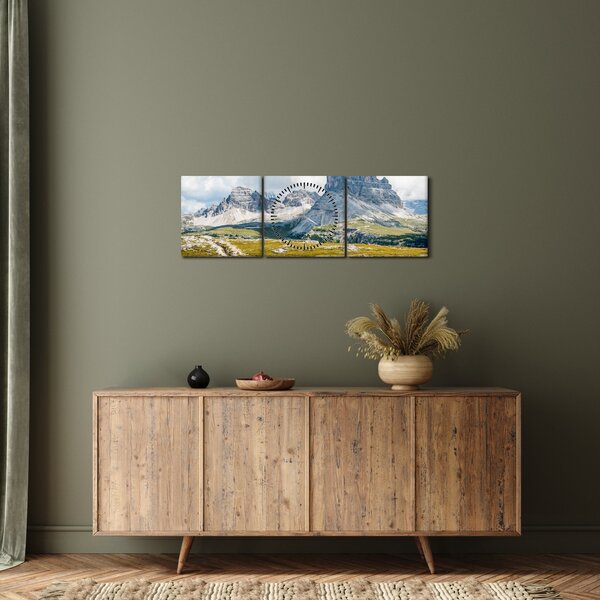 Obraz - Italské Dolomity (s hodinami) (90x30 cm)