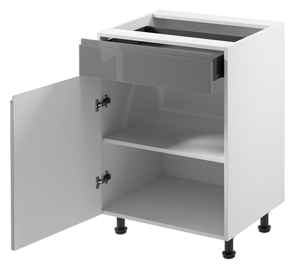 ASPEN gr | dolní skříňka D60S1 se zásuvkou | 60 cm | LEVÁ | šedá lesk