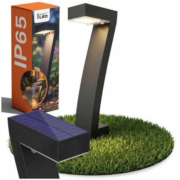 Černé LED solární zápichové svítidlo, IP65, 100 lm, teplá bílá