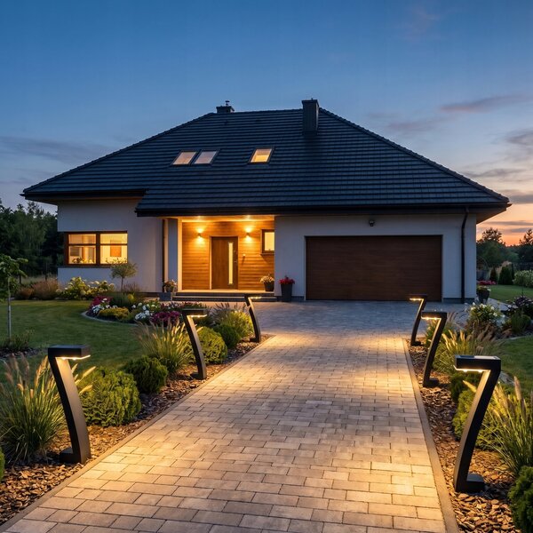 Černé LED solární zápichové svítidlo, IP65, 100 lm, teplá bílá