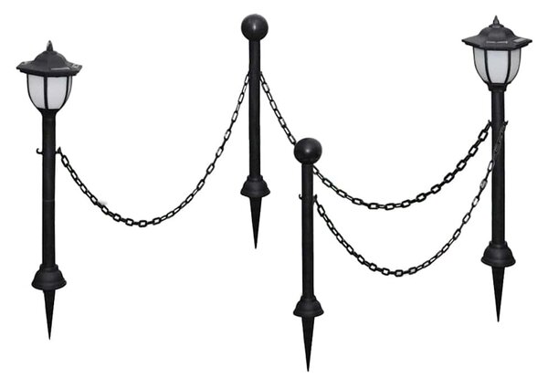 Solární světla 4 ks s řetězy a sloupky 277119