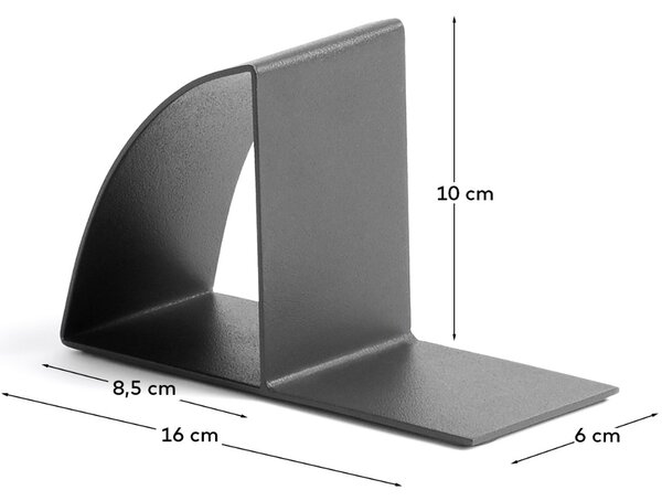 Kave Home Černá kovová zarážka na knihy Mistra 10 cm