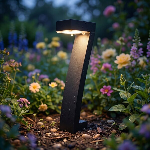 Černé LED solární zápichové svítidlo, IP65, 100 lm, teplá bílá