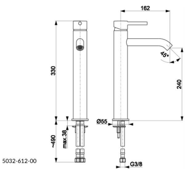 KFA Armatura 5032-612-81 - Umyvadlová baterie + výpusť MOZA 33 cm matná černá
