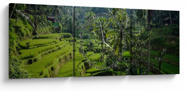 Obraz rýžových teras Tegalalang, Bali (s hodinami) (90x30 cm)