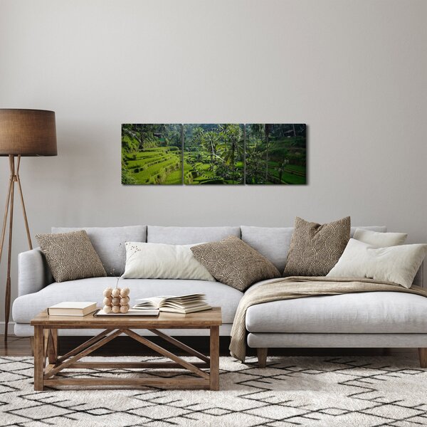 Obraz rýžových teras Tegalalang, Bali (s hodinami) (90x30 cm)