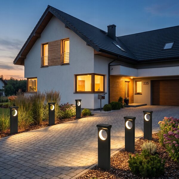 Černé LED solární zápichové svítidlo, IP65, 100 lm, teplá bílá