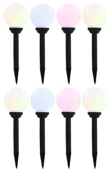 Zahradní solární lampy 8 ks LED kulovité 15 cm RGB 277125