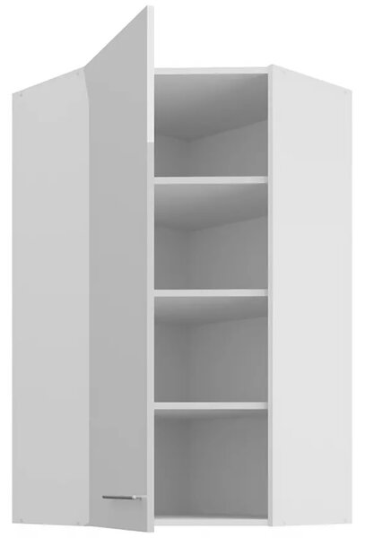 LARA wh | horní skříňka 60x60 GN-108 1F (45°) rohová | 60x60 cm | UNI dvířka | EXTRA VYSOKÁ | bílá lesk