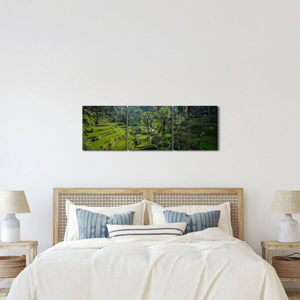 Obraz rýžových teras Tegalalang, Bali (s hodinami) (90x30 cm)