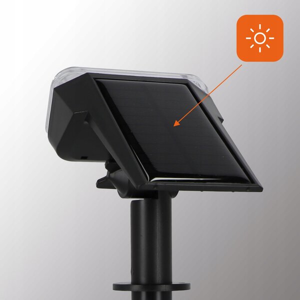 LED solární zápichové svítidlo, teplá bílá, IP65, 38 × 9,5 cm
