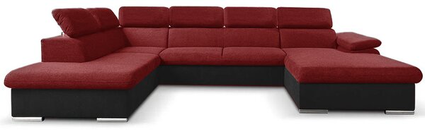Sedací souprava COOL II | 220x343x191 cm | rozkládací + 2x úložný prostor | PRAVÁ | červeno černá 09/15