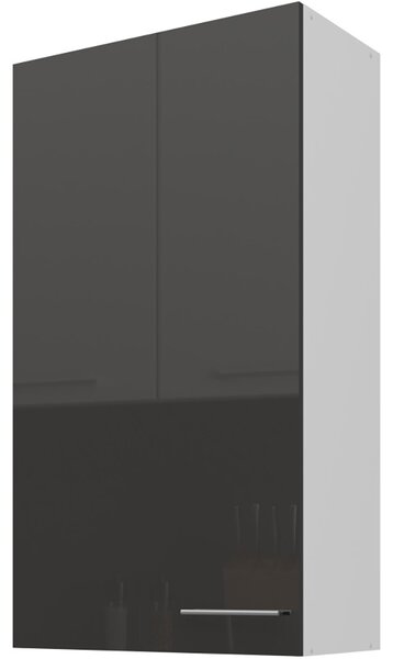 LARA gr | horní skříňka 60G-108 1F s policemi | 60 cm | UNI dvířka | EXTRA VYSOKÁ | šedá lesk