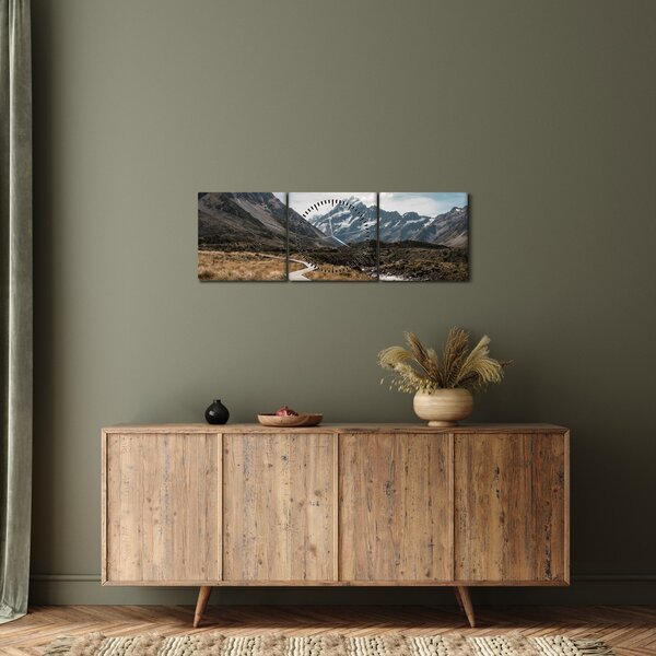 Obraz - Chodník v údolí hory Mt. Cook (s hodinami) (90x30 cm)