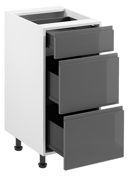 ASPEN gr | dolní skříňka D40S3 se zásuvkami METALBOX | 40 cm | šedá lesk