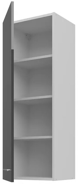 LARA gr | horní skříňka 40G-108 1F s policemi | 40 cm | UNI dvířka | EXTRA VYSOKÁ | šedá lesk