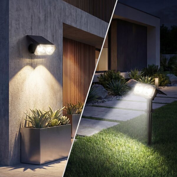 LED solární zápichové svítidlo, teplá bílá, IP65, 38 × 9,5 cm