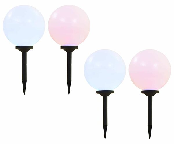 Zahradní solární lampy 4 ks LED kulovité 30 cm RGB 277127