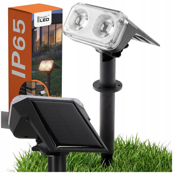 LED solární zápichové svítidlo, teplá bílá, IP65, 38 × 9,5 cm