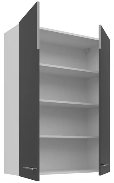 LARA gr | horní skříňka 80G-108 2F s policemi | 80 cm | EXTRA VYSOKÁ | šedá lesk