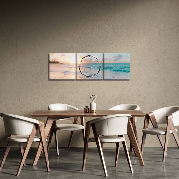 Obraz - Snová pláž (s hodinami) (90x30 cm)