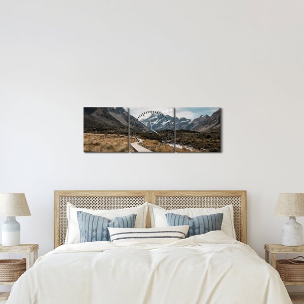 Obraz - Chodník v údolí hory Mt. Cook (s hodinami) (90x30 cm)