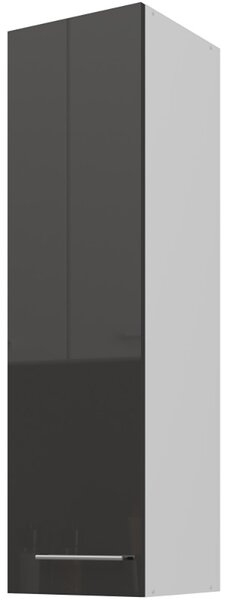 LARA gr | horní skříňka 30G-108 1F s policemi | 30 cm | UNI dvířka | EXTRA VYSOKÁ | šedá lesk