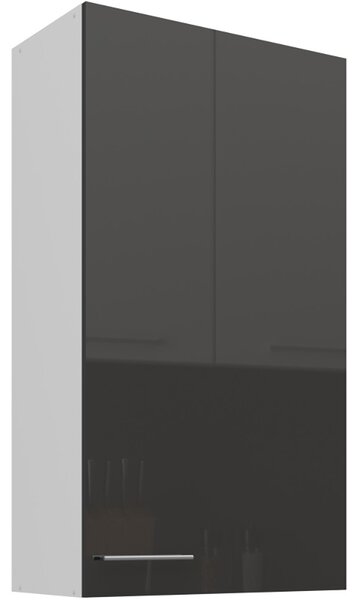 LARA gr | horní skříňka 60G-108 1F s policemi | 60 cm | UNI dvířka | EXTRA VYSOKÁ | šedá lesk