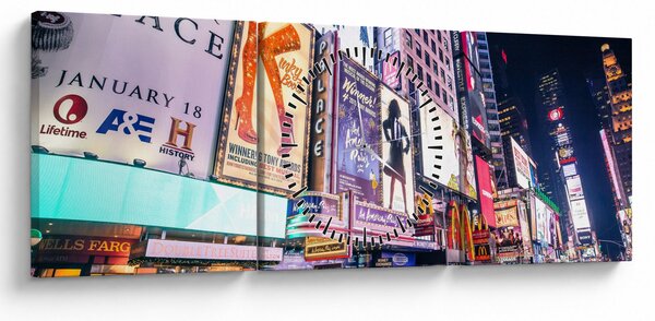 Obraz - New York Theater District (s hodinami) (90x30 cm)