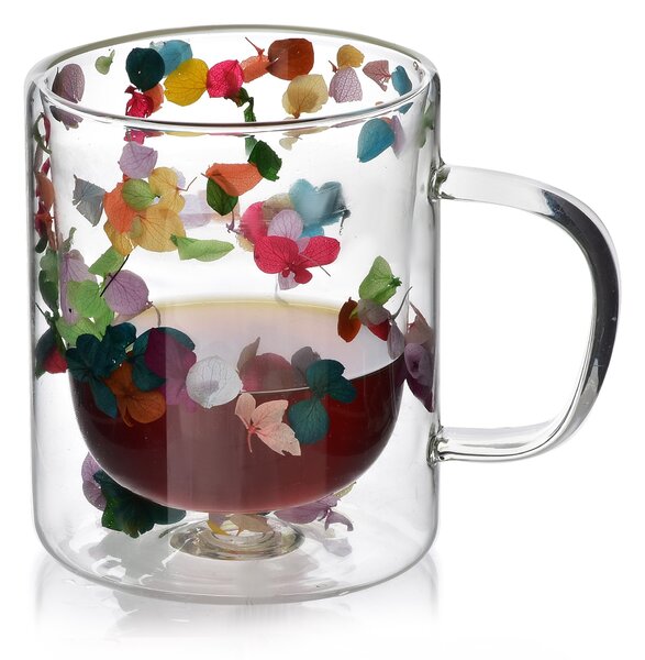 Mondex Skleněný hrnek PETER FLOWER 300 ml čirý/vícebarevný