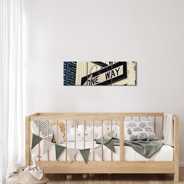 Obraz - New York ONE WAY (s hodinami) (90x30 cm)