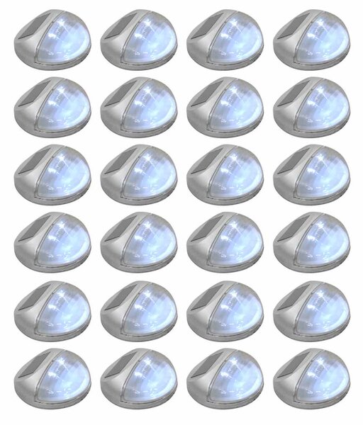 Zahradní nástěnné solární lampy LED 24 ks kulaté stříbrné 277140