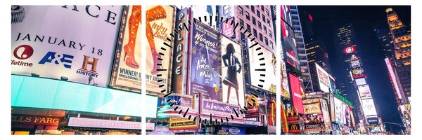Obraz - New York Theater District (s hodinami) (90x30 cm)