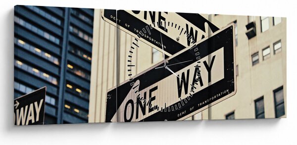 Obraz - New York ONE WAY (s hodinami) (90x30 cm)