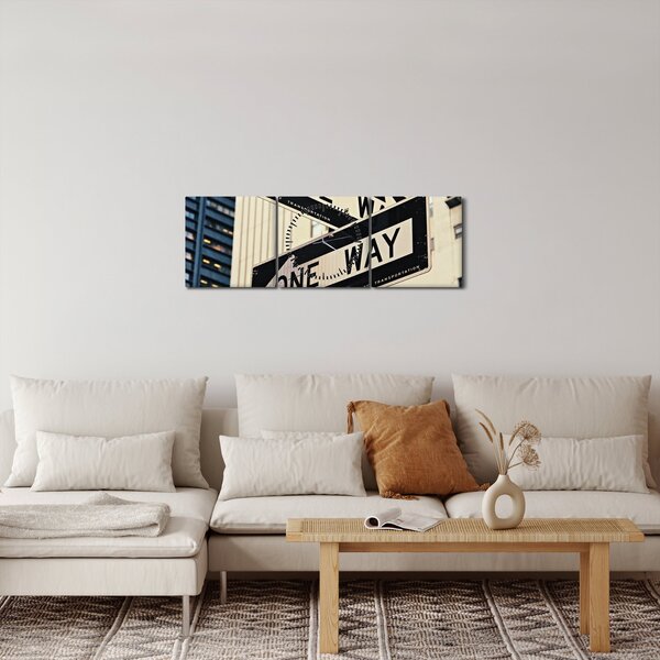 Obraz - New York ONE WAY (s hodinami) (90x30 cm)