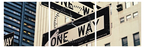 Obraz - New York ONE WAY (s hodinami) (90x30 cm)
