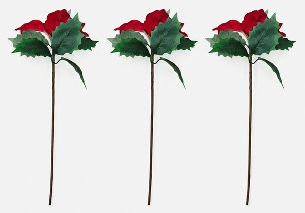 Sinsay - Vánoční dekorativní větvičky s poinsettií 3 pack - vícebarevná