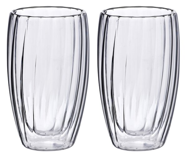 Allesken Sada 2 ks skleněných hrnků PETER STRIPES 450 ml čirá
