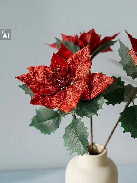 Sinsay - Vánoční dekorativní větvičky s poinsettií 3 pack - vícebarevná