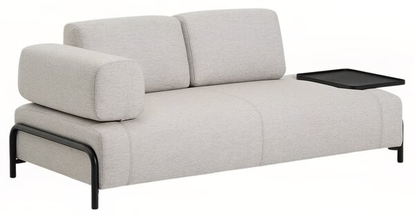Kave Home Béžovošedá dvoumístná pohovka Compo 200 cm s velkým stolkem