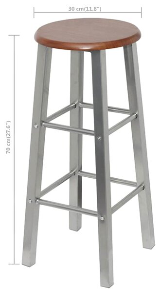 Barové stoličky 4 ks stříbrné a hnědé MDF 277174