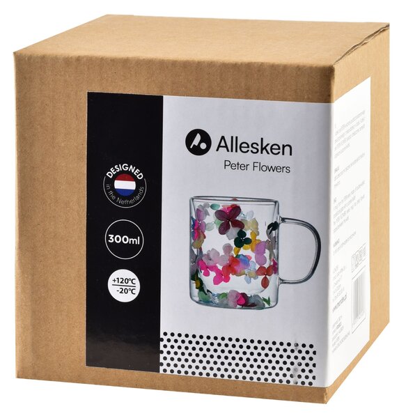 Mondex Skleněný hrnek PETER FLOWER 300 ml čirý/vícebarevný