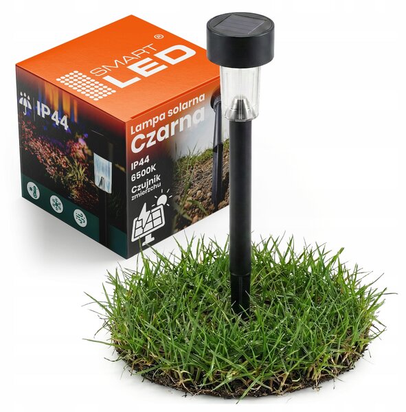 Černé LED solární zápichové svítidlo 30 cm, IP44, studená bílá
