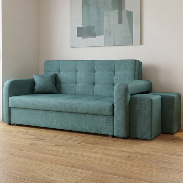 Pohovka VIVA III HOME + 2x taburet v ceně | 178 cm | PRAVÁ | rozkládací + úložný prostor | VÝBĚR TKANIN