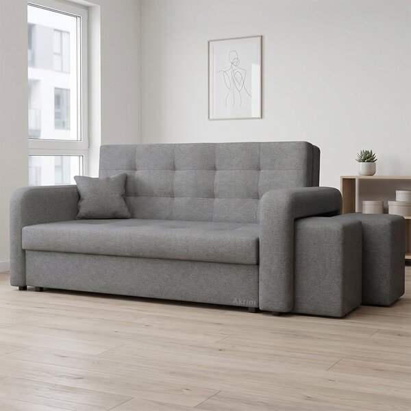 Pohovka VIVA III HOME + 2x taburet v ceně | 178 cm | PRAVÁ | rozkládací + úložný prostor | VÝBĚR TKANIN