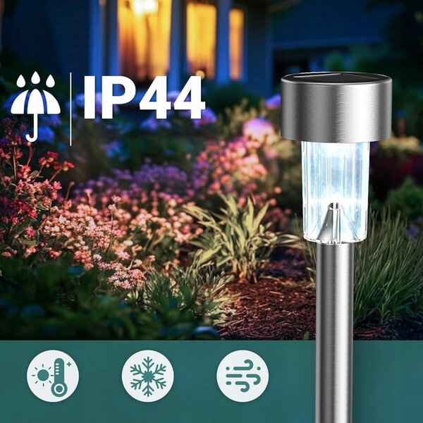 LED solární zápichové svítidlo 30 cm, IP44, studená bílá, šířka 4,5 cm