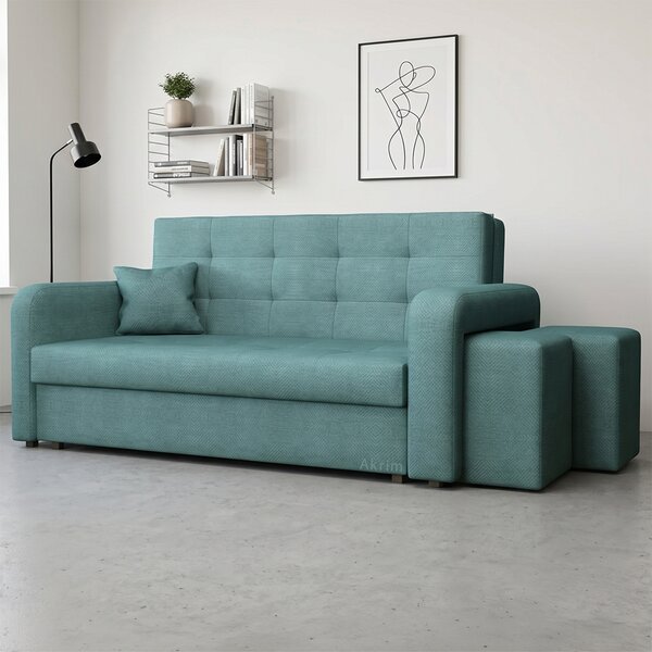 Pohovka VIVA III HOME + 2x taburet v ceně | 178 cm | PRAVÁ | rozkládací + úložný prostor | VÝBĚR TKANIN