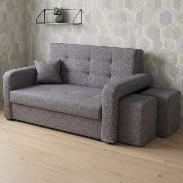 Pohovka VIVA II HOME + 2x taburet v ceně | 158 cm | PRAVÁ | rozkládací + úložný prostor | VÝBĚR TKANIN