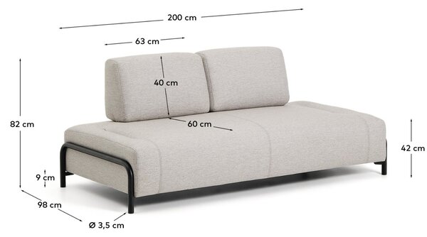 Kave Home Béžovošedá dvoumístná pohovka Compo 200 cm