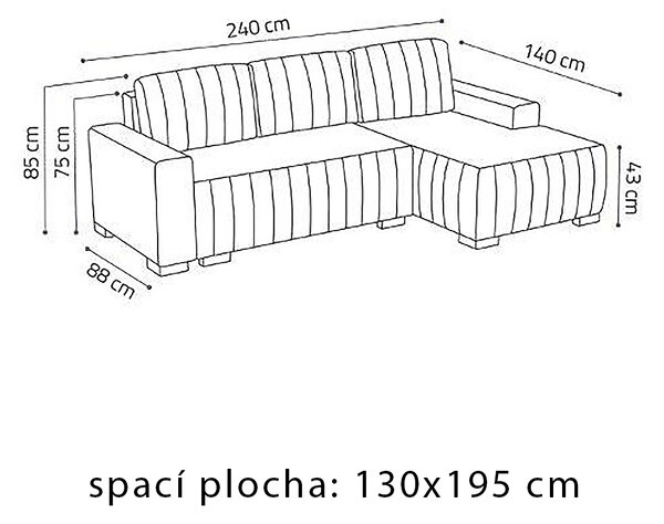 Malá sedací souprava HUGI | 140x240 cm | rozkládací + úložný prostor | VÝBĚR TKANIN